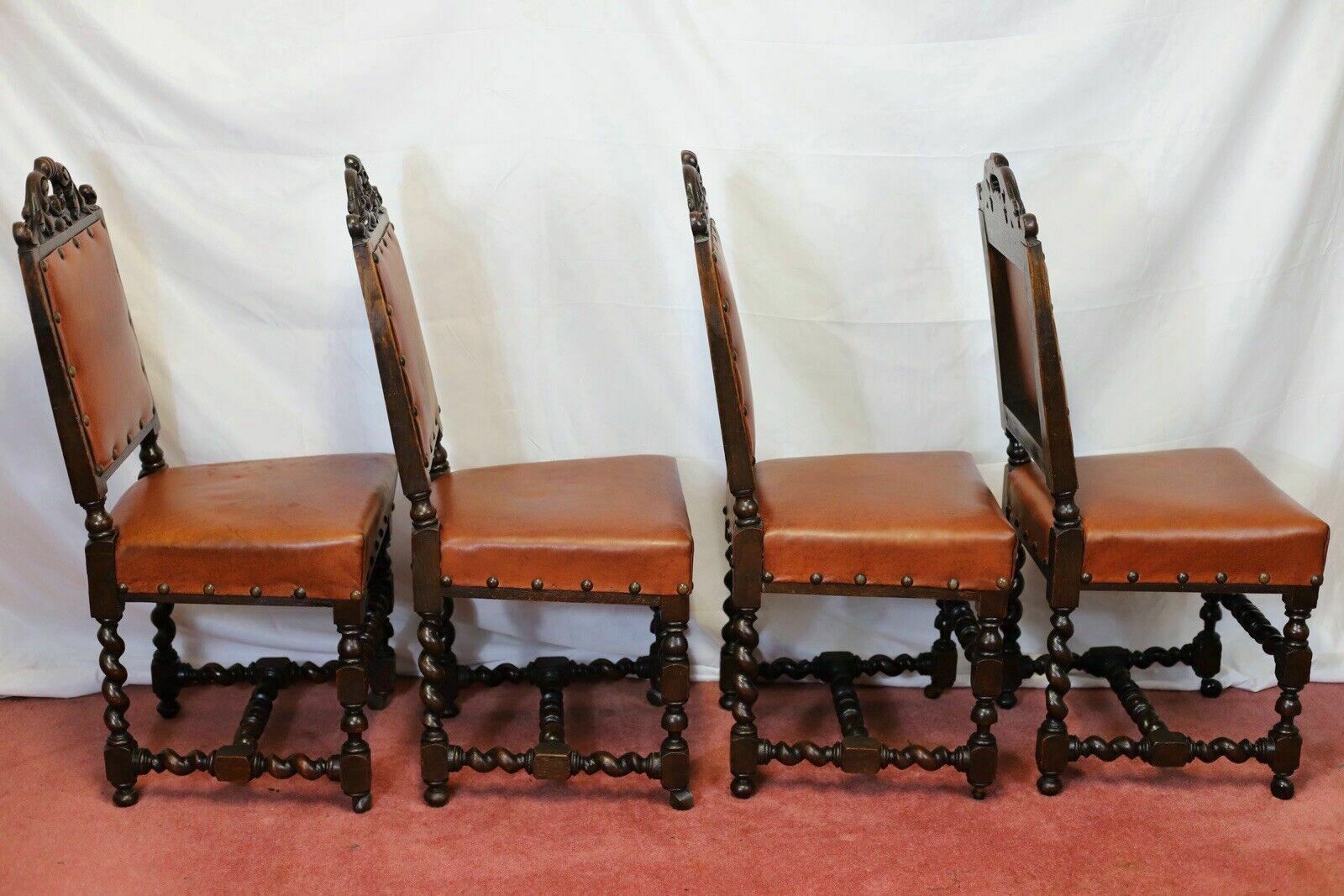 Levely Set Of Eight Victorian Jacobean Oak Dining Chairs photo 1795.0