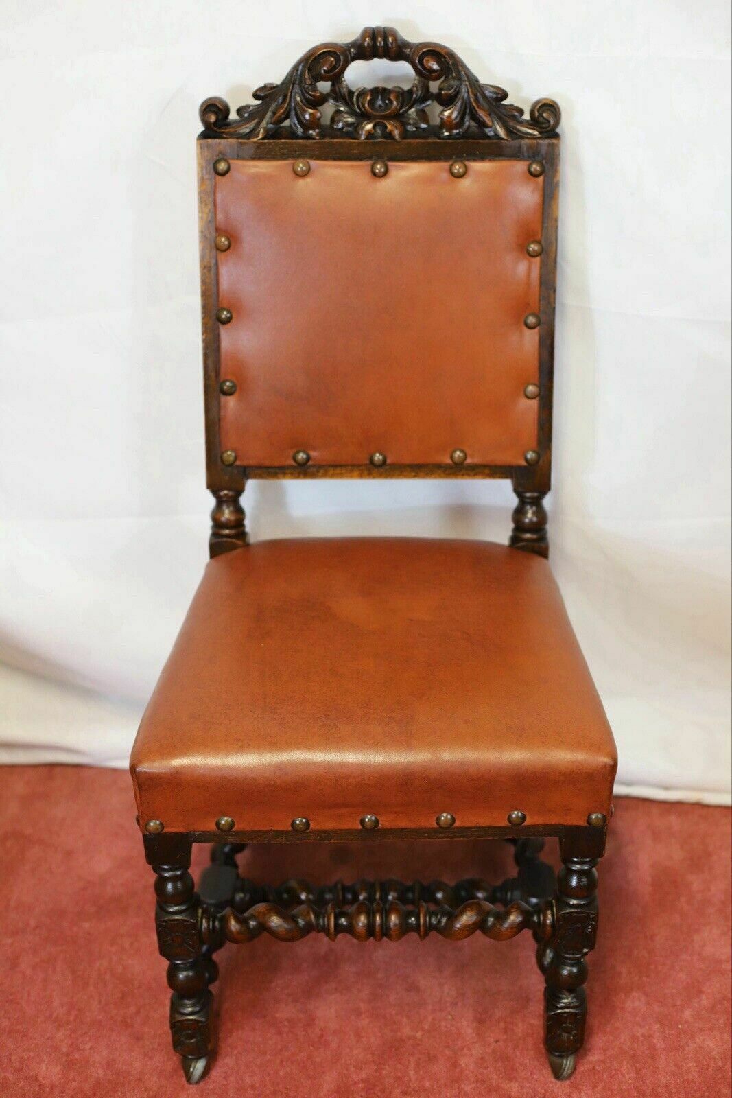 Levely Set Of Eight Victorian Jacobean Oak Dining Chairs photo vinterior