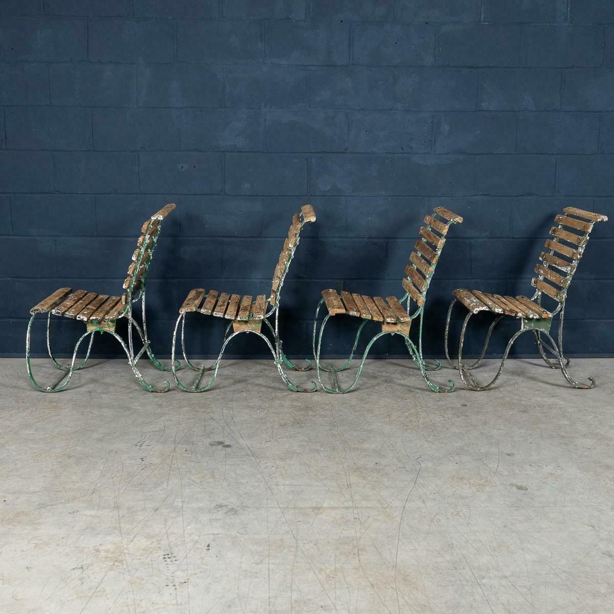 19th Century Set Of Four Victorian Wrought Iron & Wood Garden Seats C.1890 photo 1495.0