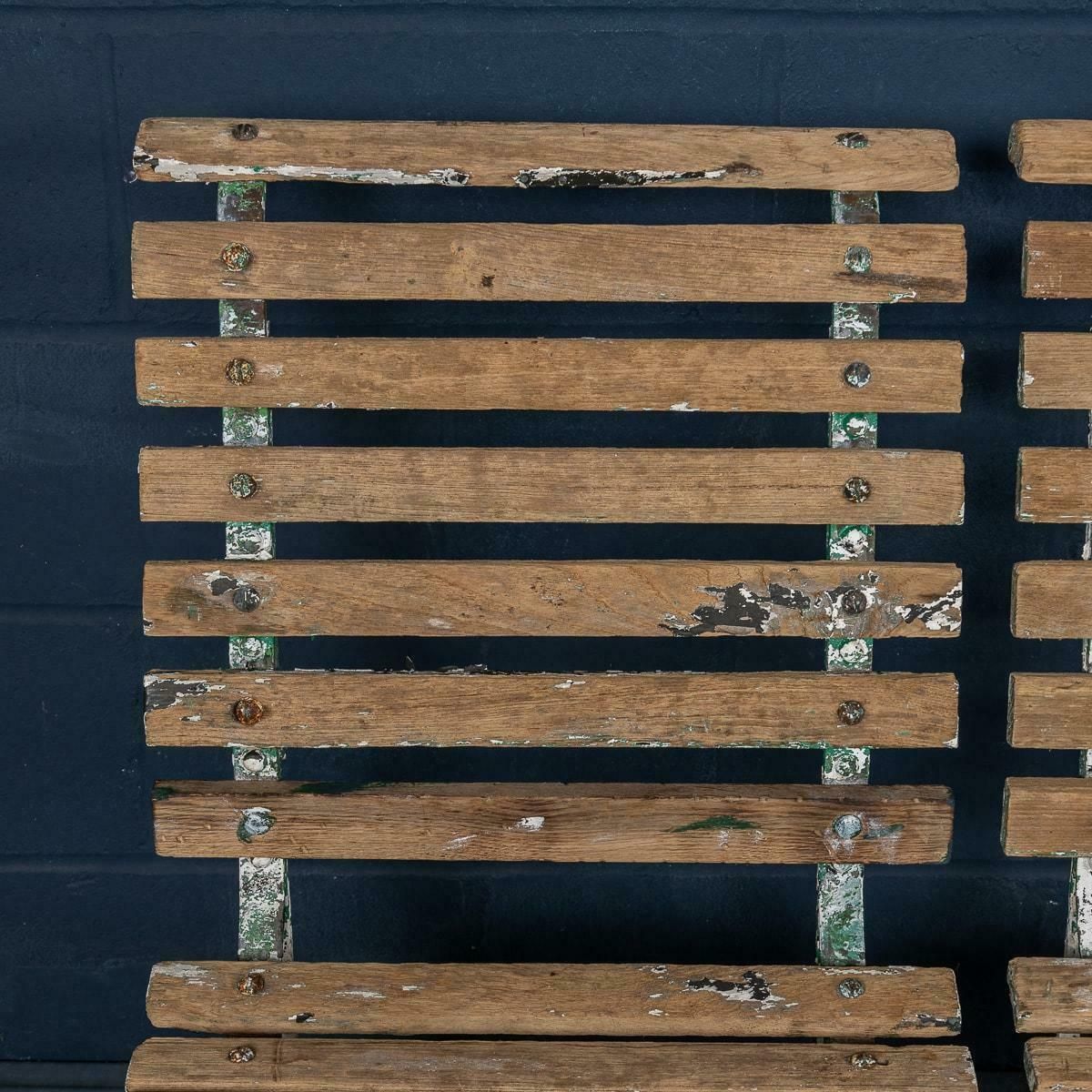 19th Century Set Of Four Victorian Wrought Iron & Wood Garden Seats C.1890 photo vintage