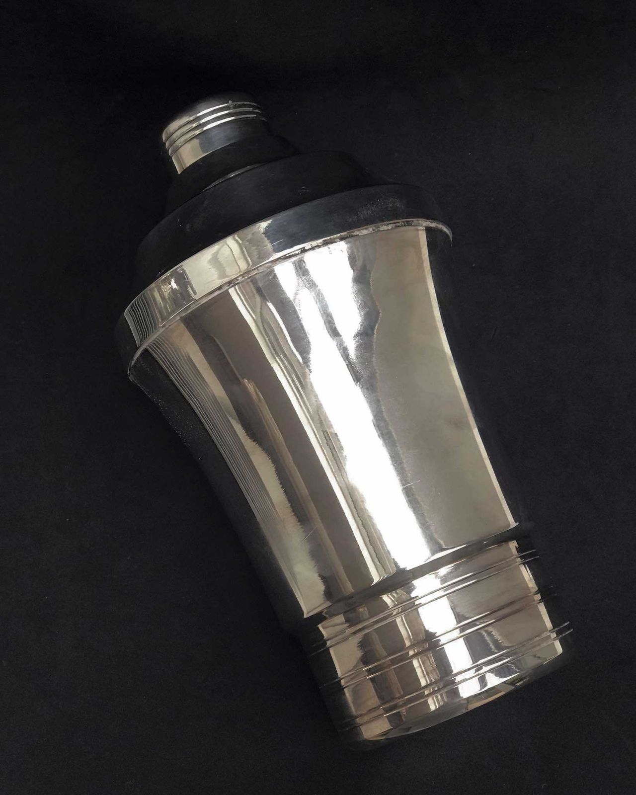 Large Cocktail Shaker Vintage Cocktail Silver Art Deco Silver Plated Metal, Bar Accessories, Martini Shaker, Vintage Barware, Mid Centurt