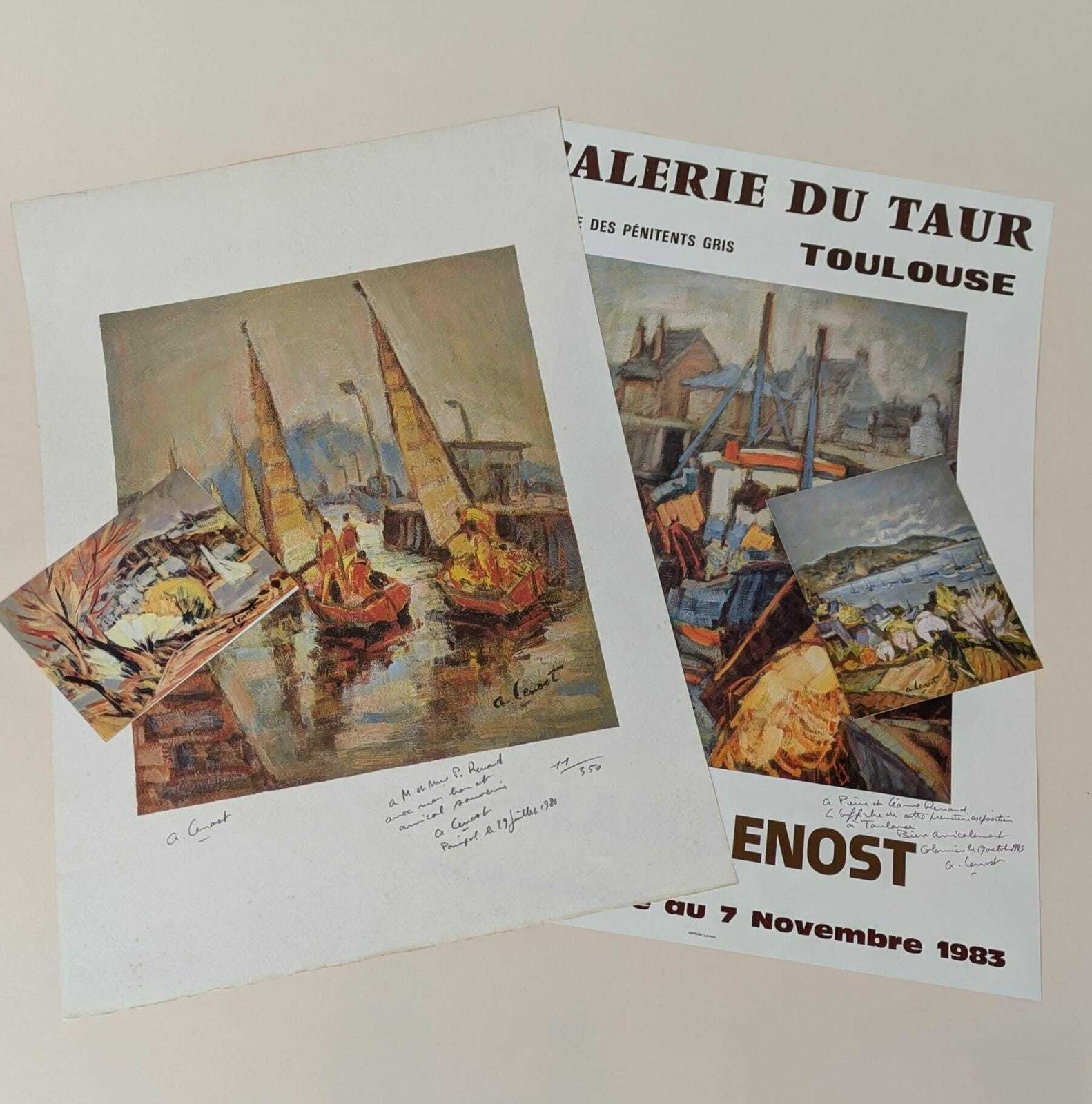 photo for sale Vintage French Artist Alain Le Nost (1934   2023) 1980s Signed Exhibition Poster And Lithograph Art Print