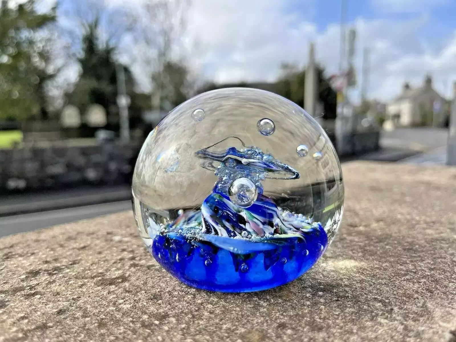 Rare C1978 Caithness Glass Oban Studios Blue Myriad Paperweight Ct 91 Style One photo for sale