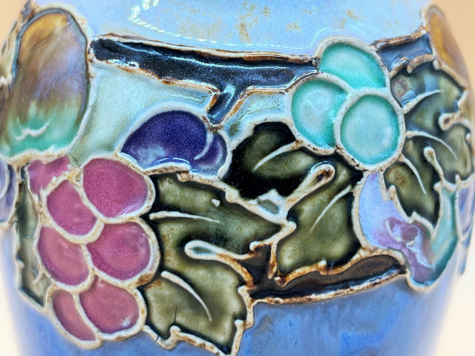 Antique Christine Abbott Royal Doulton Tube Lined Vase. 9336. X8721y. C1910. photo 195.0