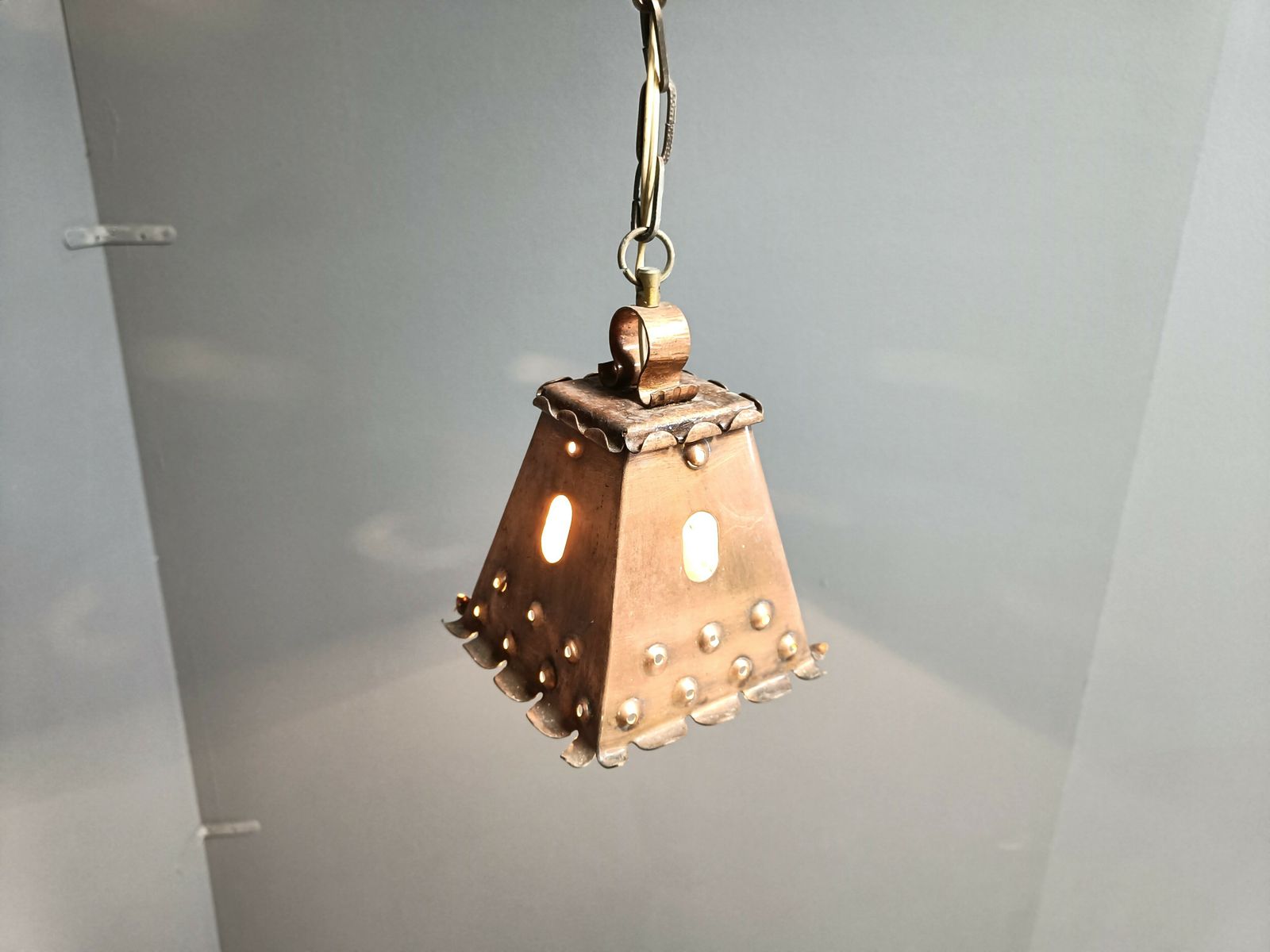 Brutalist Copper Pendant Light, 1970s photo for sale