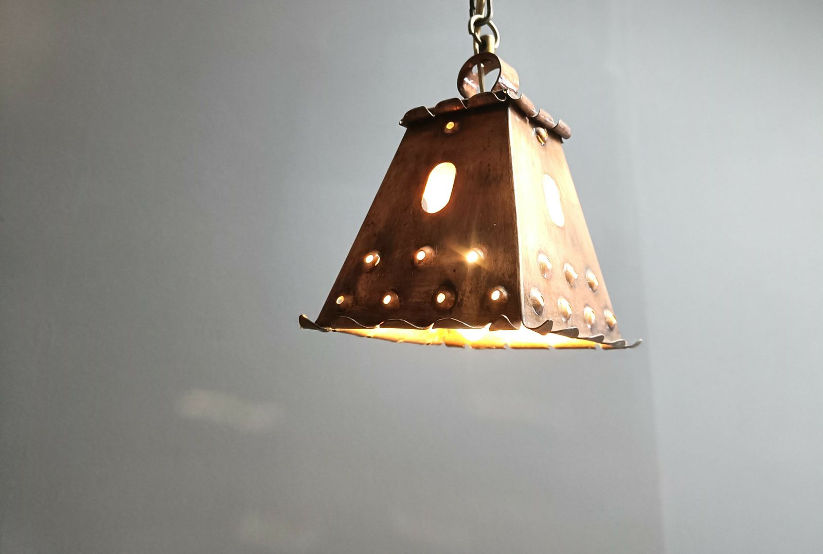 Lighting Brutalist Copper Pendant Light, 1970s photo