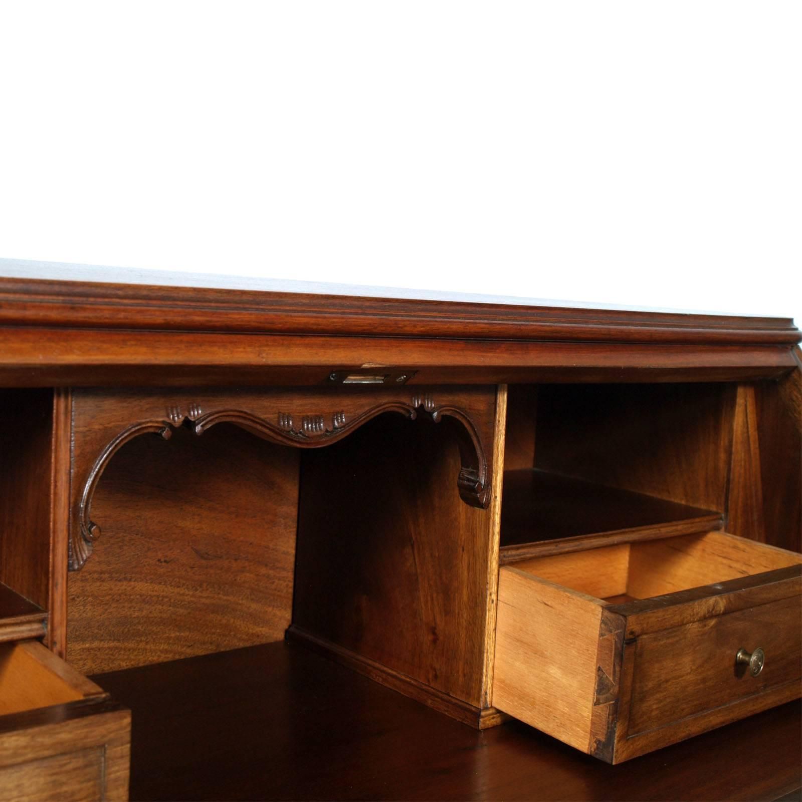 Italian 1940s Troumeau Desk , By Permanente Mobili Cantù, Carved Walnut, Gio Ponti Attributed photo Furniture