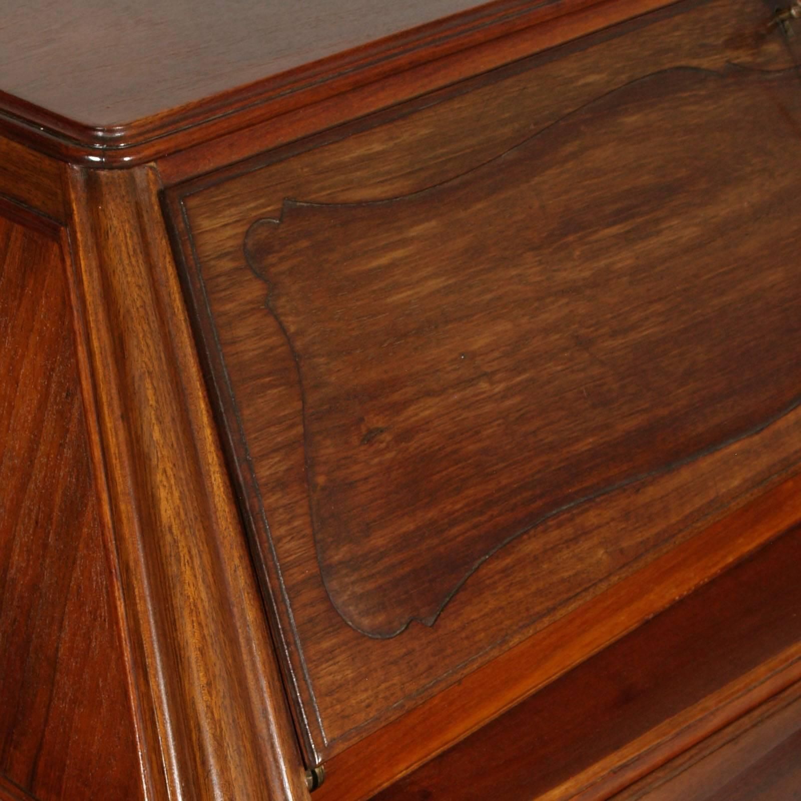 Italian 1940s Troumeau Desk , By Permanente Mobili Cantù, Carved Walnut, Gio Ponti Attributed photo vinterior