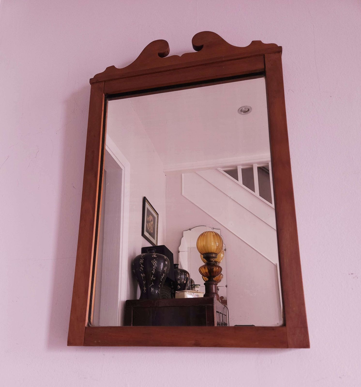 Antique Georgian Mirror In Light Mahogany Carved Frame photo for sale