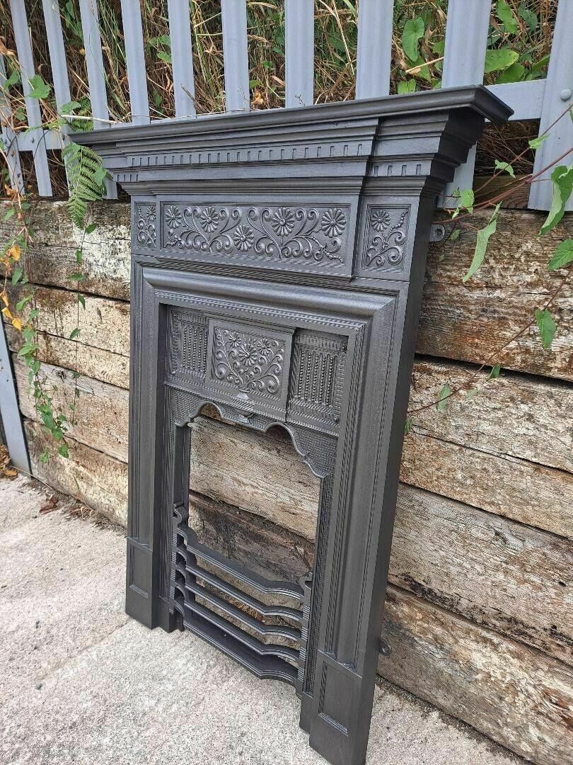 Coalbrookdale Edwardian Cast Iron Combination Fireplace Cast Iron Fire Surround photo for sale