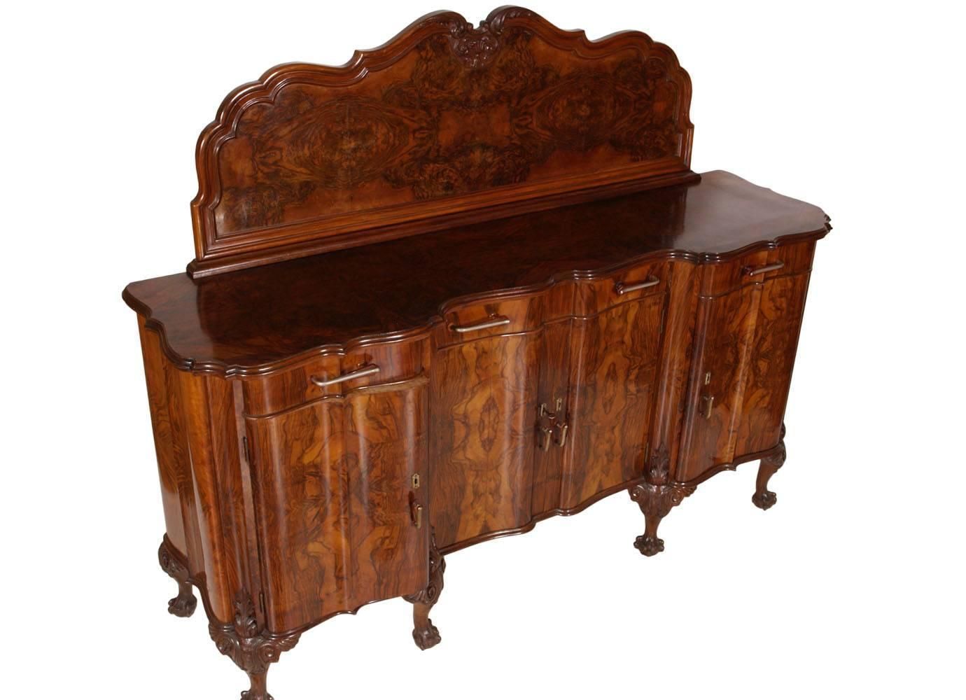 Early 20th Century Chippendale Venetian Baroque Credenza Sideboard Walnut photo for sale