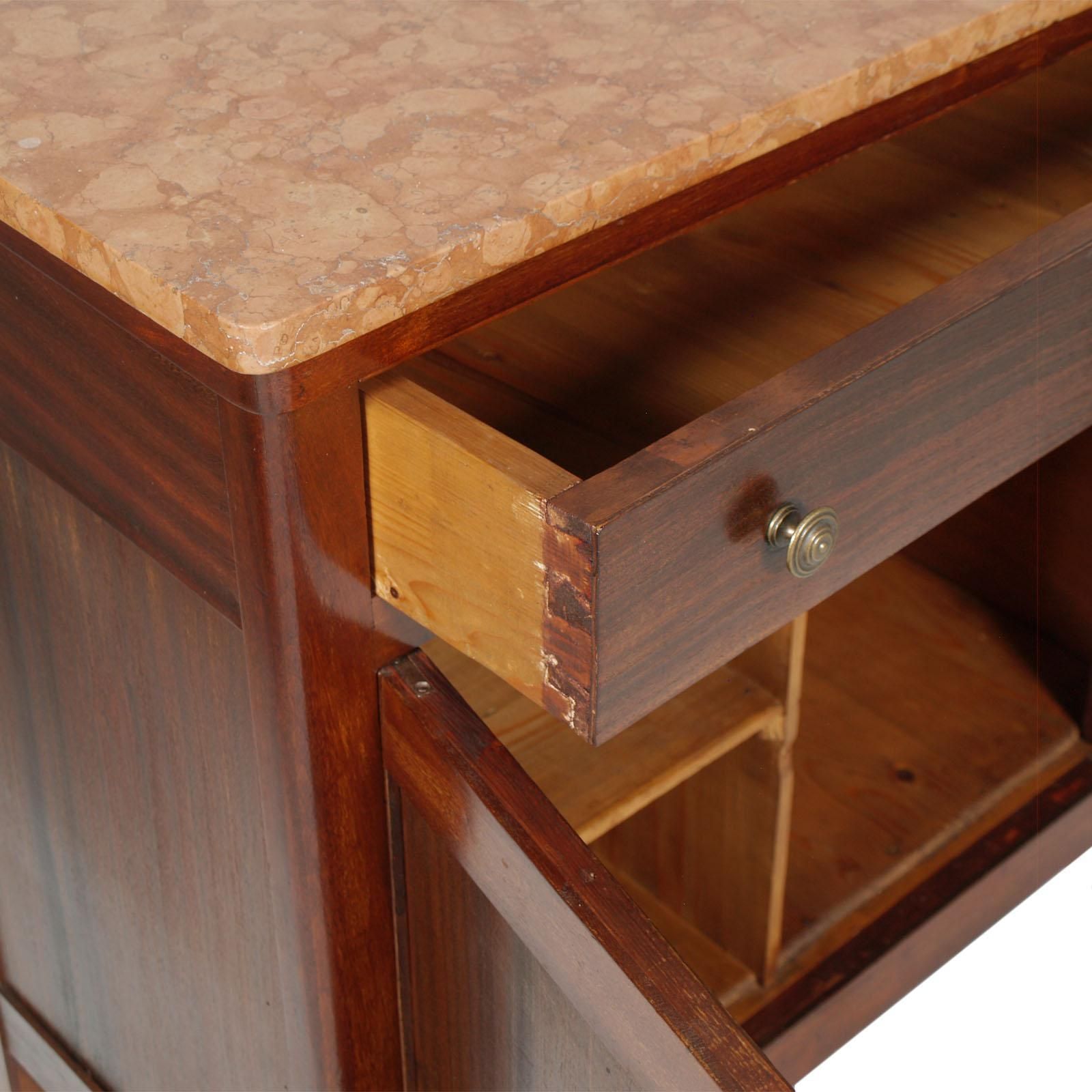 Italian 1920s Art Deco Country Vanity Credenza With Mirror In Mahogany, Restored photo Furniture