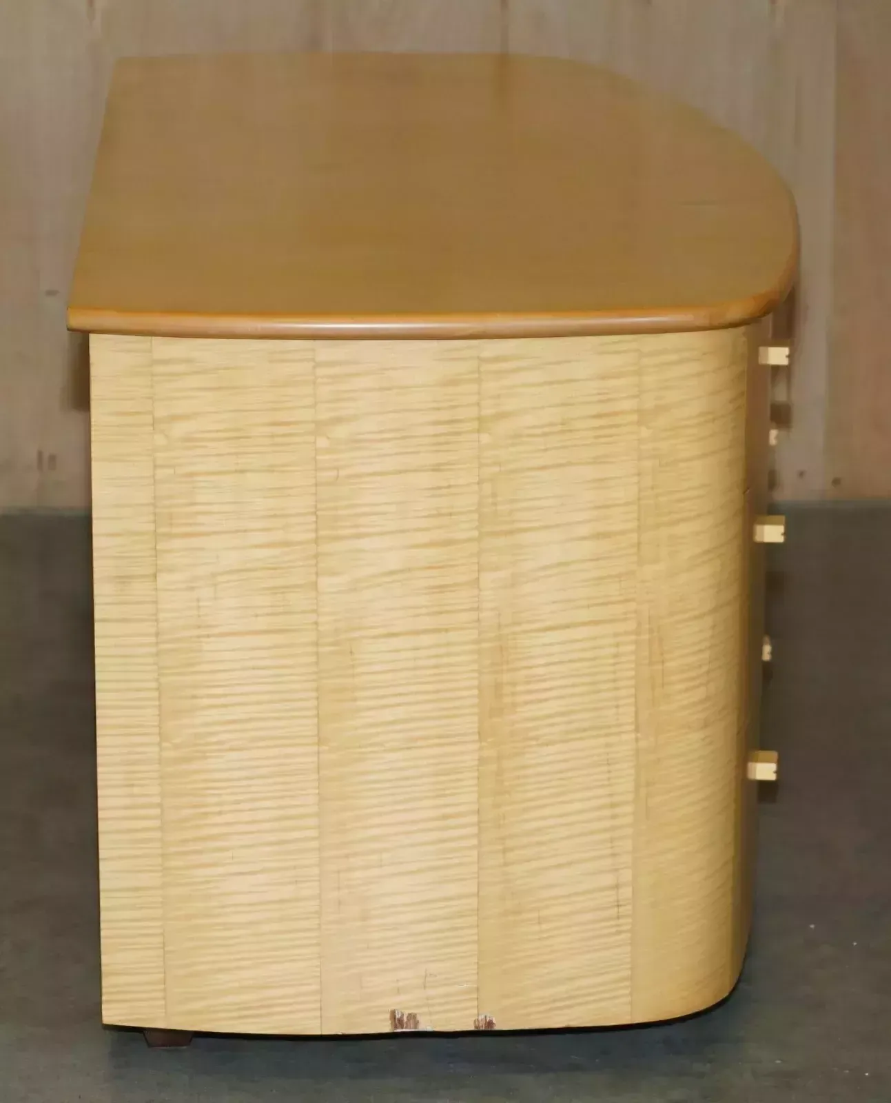 Furniture Sublime Bow Fronted Baxter & Lee Satin Birch Chest Of Drawers Sideboard Part Set photo