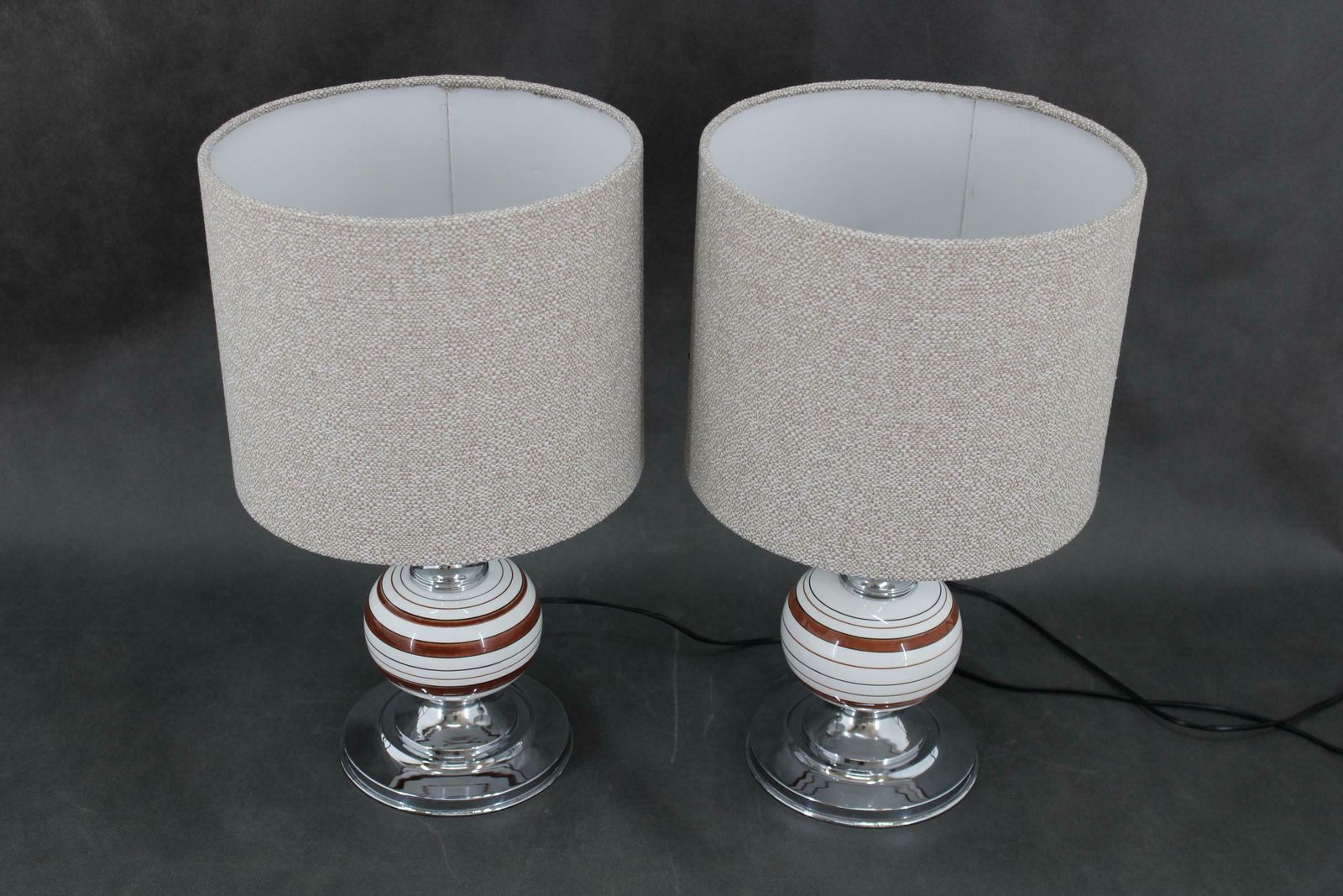 1970s Pair Of Table Lamps With New Fabric Shade, Italy photo furniture