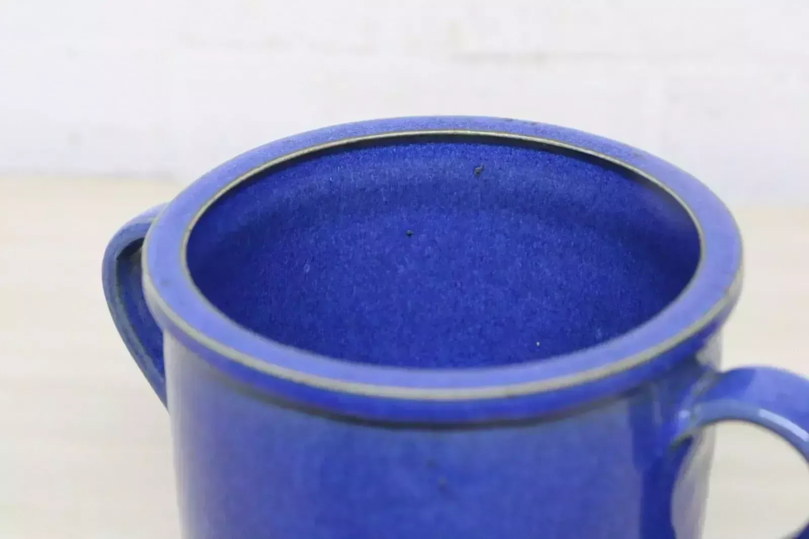 Vintage French Confit Pot Twin Handle Cobalt Blue Colouring & Gloss Glazed photo for sale