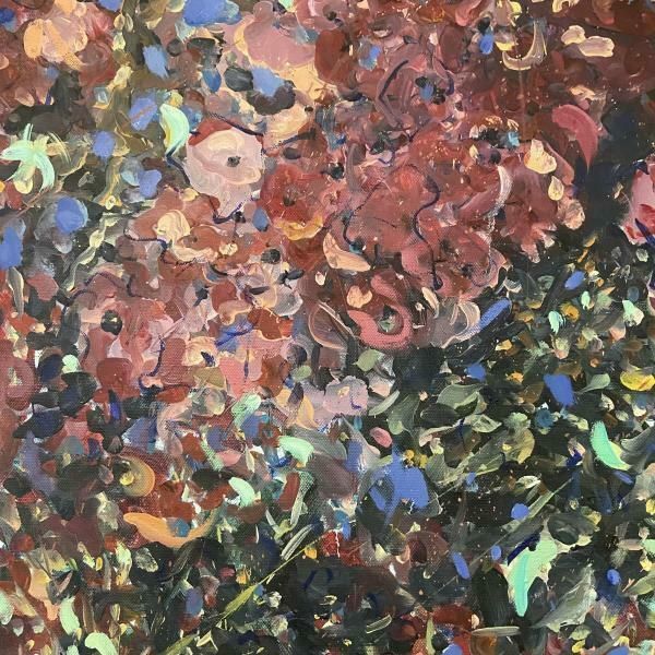 Sarah Webb B. 1964 (Grimsby Artist) Oil On Canvas   Abstract Flowers photo furniture