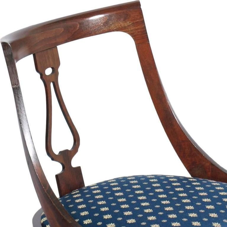 19th Century Walnut Directory "Gondola" Chair From Italy Restored Re Upholstered photo furniture