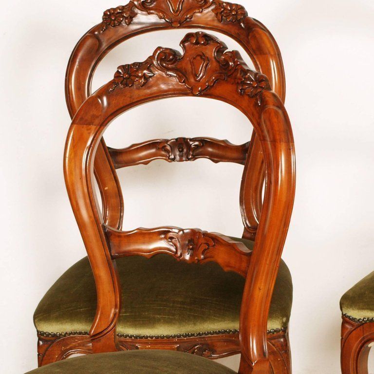 Early 20th Century Set Of Six Louis Philippe Chairs Hand Carved Blond Walnut photo vinterior