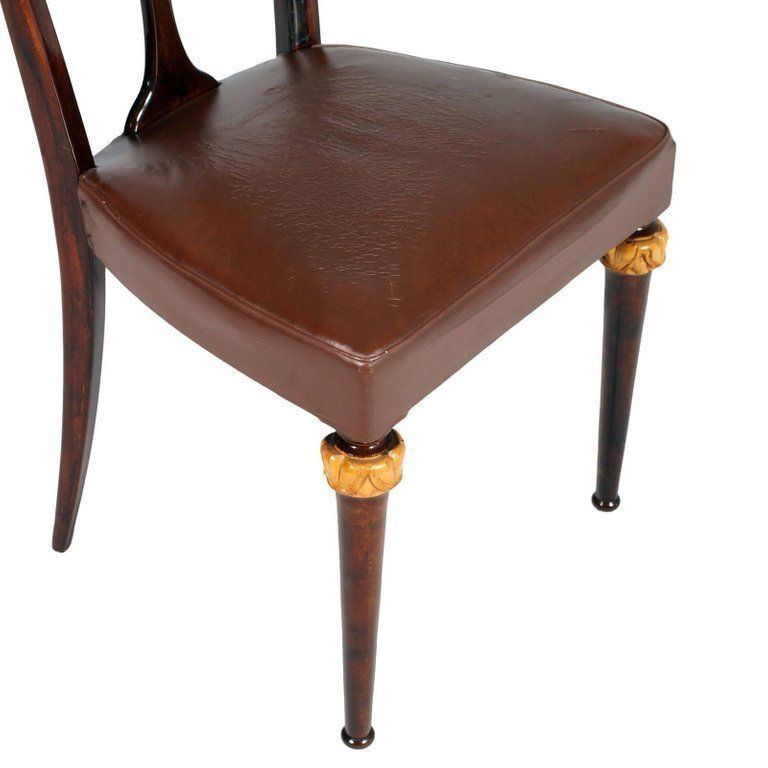 Set Luxury Art Deco Chairs Vittorio Dassi Lissone Attributed, Mahogany & Leather photo 6832.4
