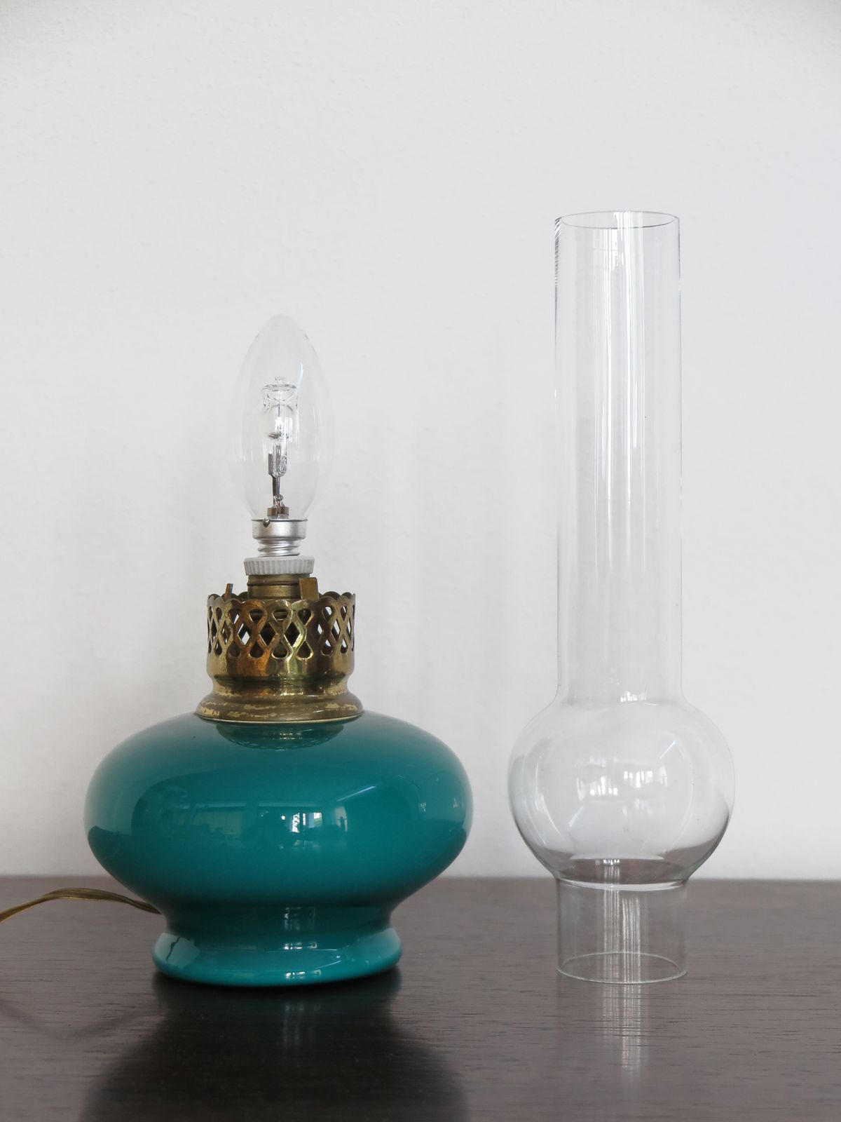 Venini Murano Midcentury Italian Brass Glass Table Lamp 1950s photo furniture