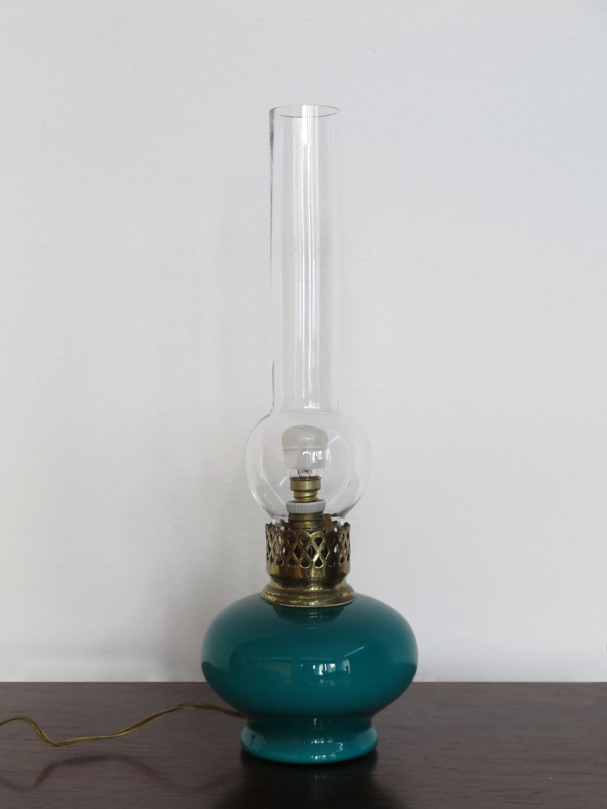 Venini Murano Midcentury Italian Brass Glass Table Lamp 1950s photo Lighting