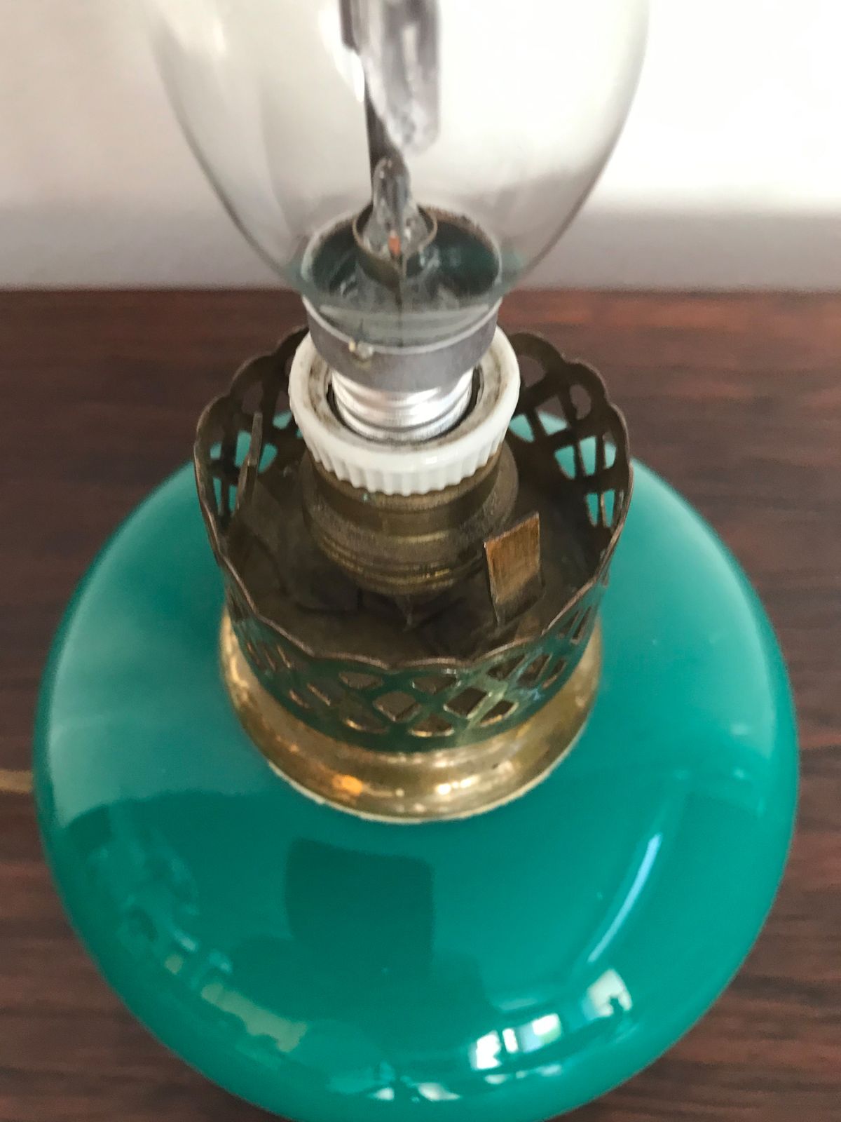 Venini Murano Midcentury Italian Brass Glass Table Lamp 1950s photo vintage