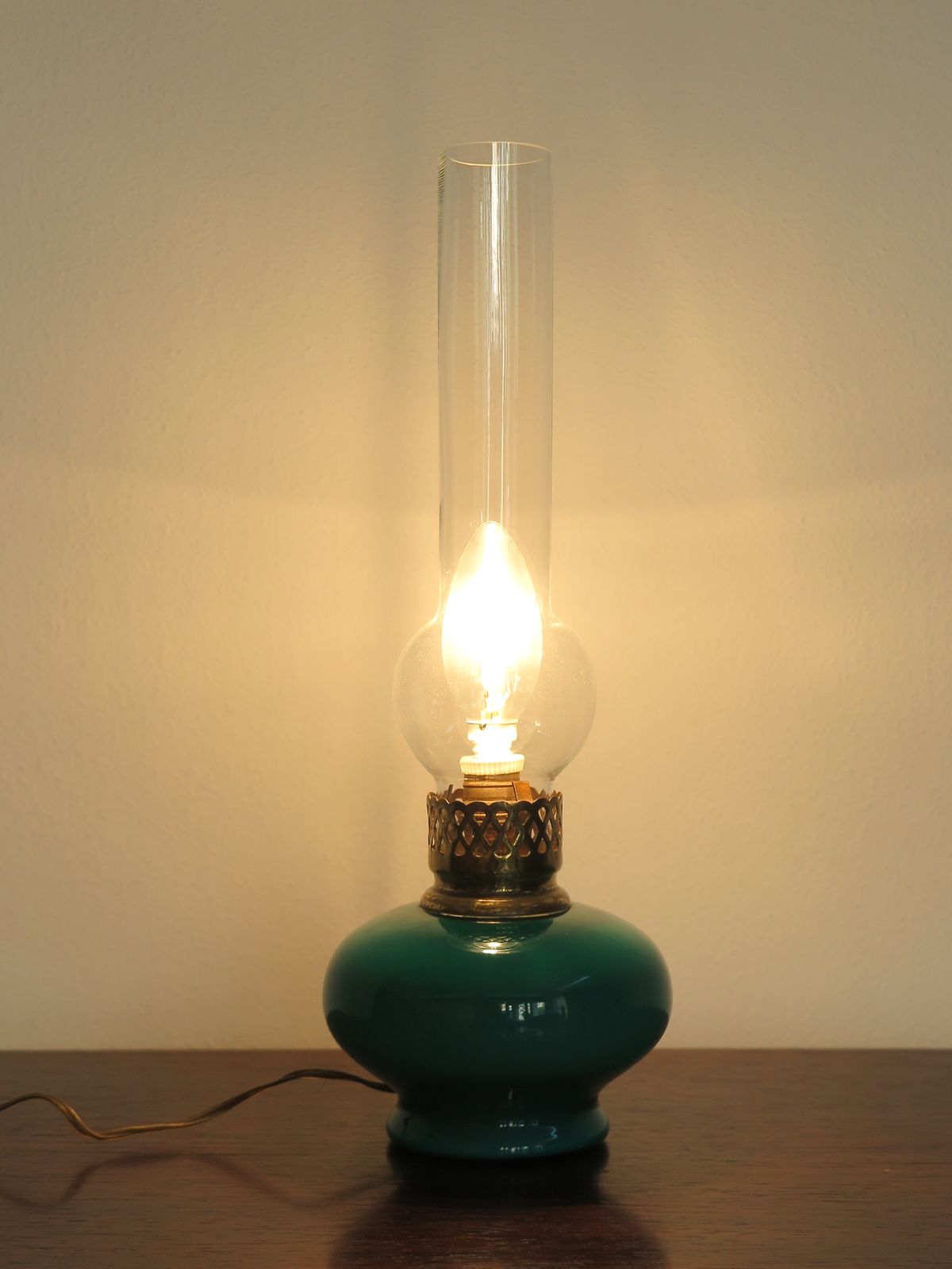photo furniture Venini Murano Midcentury Italian Brass Glass Table Lamp 1950s