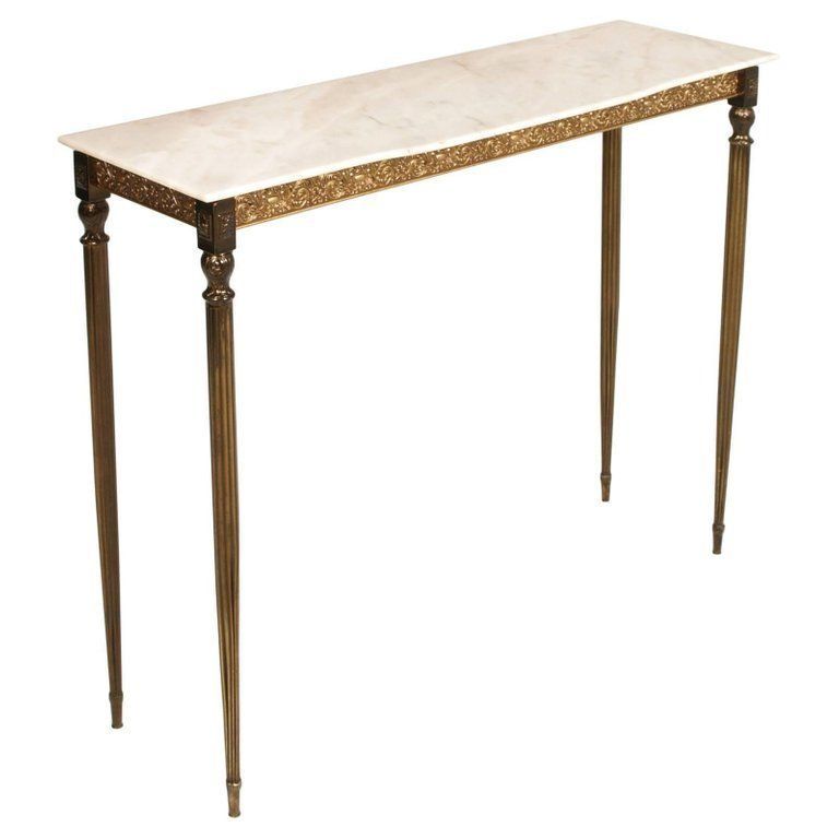 Midcentury Art Nouveau Brass Entrance Console Mirror Chairs Gio Ponti Style photo for sale