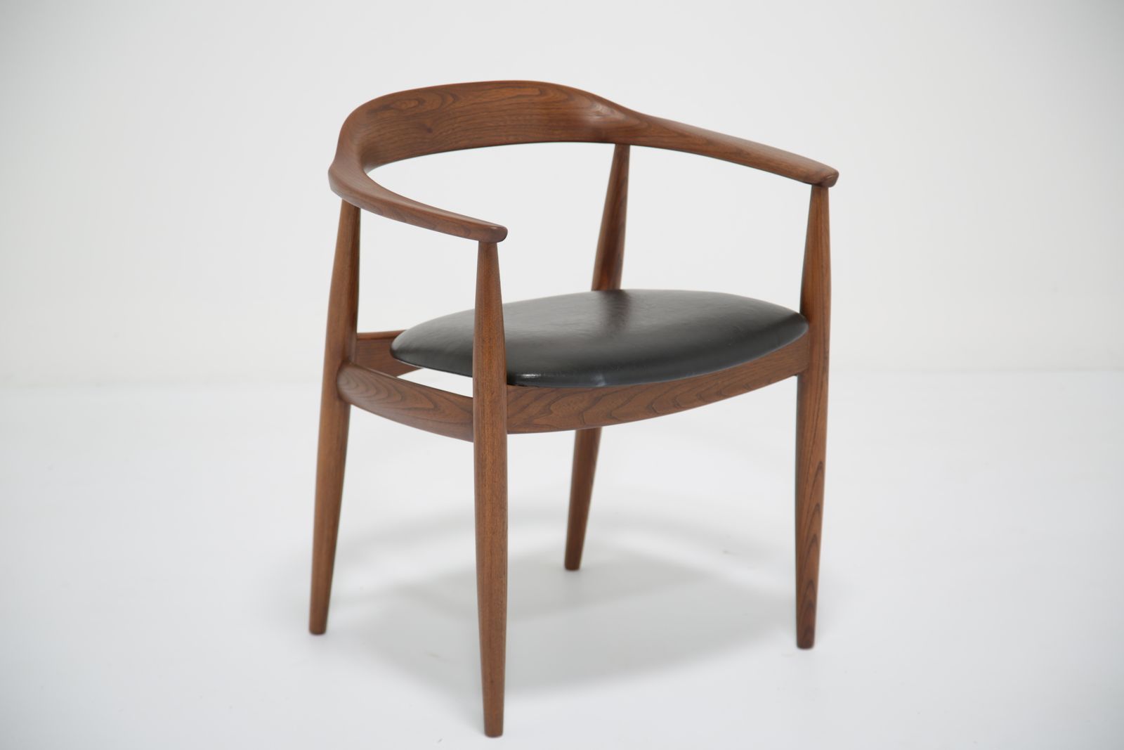 photo for sale Vintage Danish Black Leather And Teak Desk Chair By Illum Wikkelso For N. Eilersen, 1960s.
