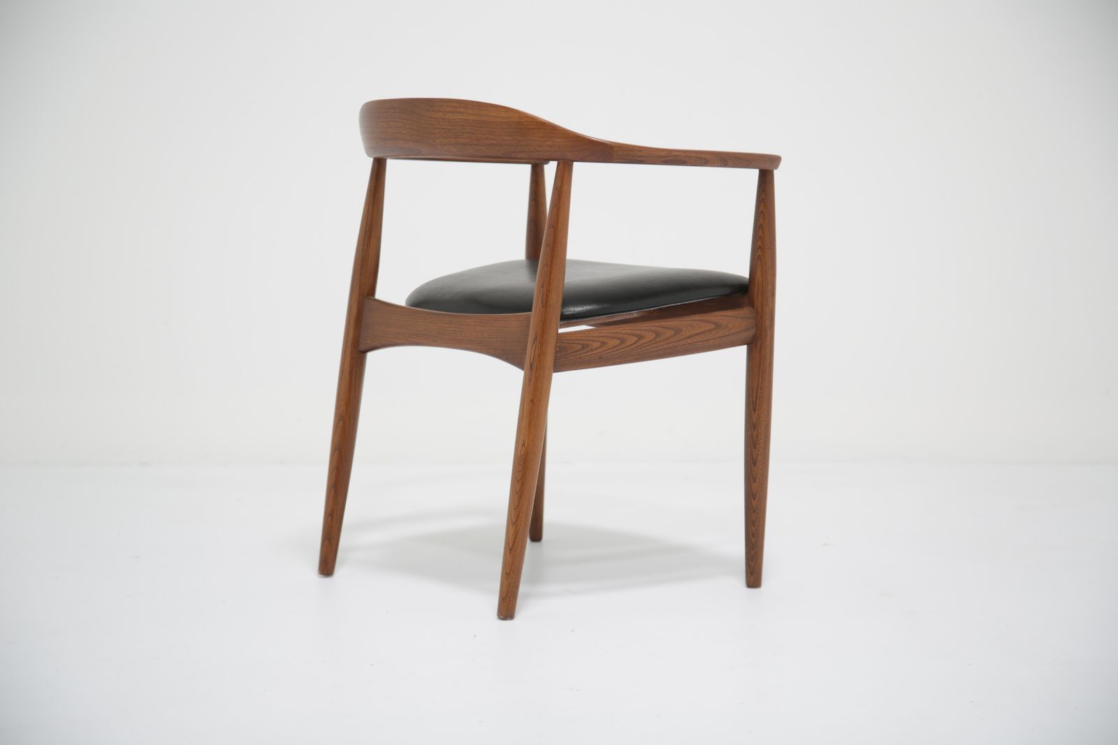 925.0 Vintage Danish Black Leather And Teak Desk Chair By Illum Wikkelso For N. Eilersen, 1960s. photo