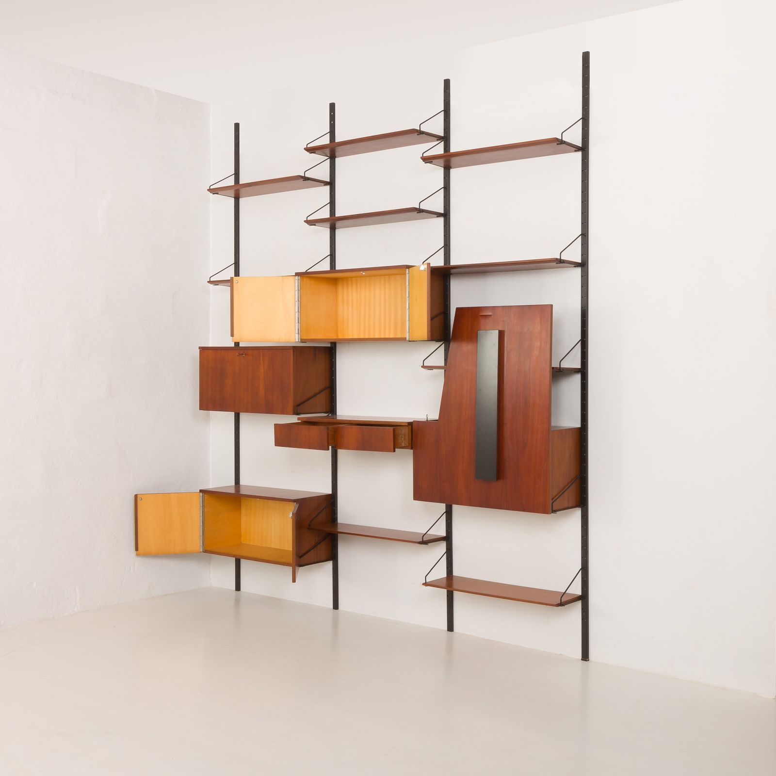 Italian Mid Century Modern Extra Large Wall Unit With Hidden Desk, 1960s photo Furniture