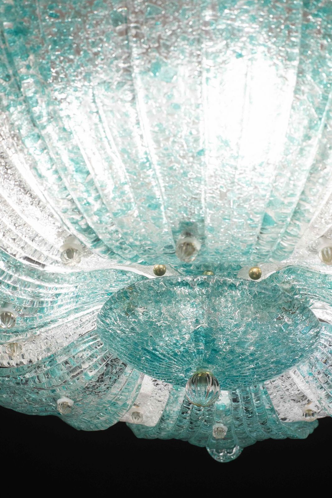 Majestic Large Size Fascinating Vintage Murano Glass Ceiling Lamp Blu Acquamarin photo vintage