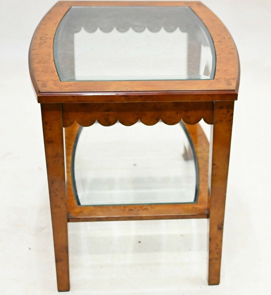 Biedermeier Side Table Walnut Glass Top photo for sale