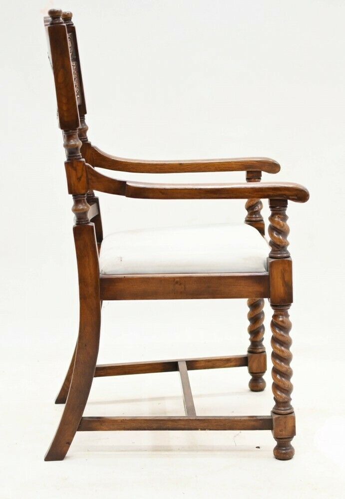 Pair William And Mary Oak Chairs Barley Twist Farmhouse photo buy
