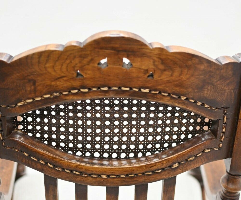 photo furniture Pair William And Mary Oak Chairs Barley Twist Farmhouse