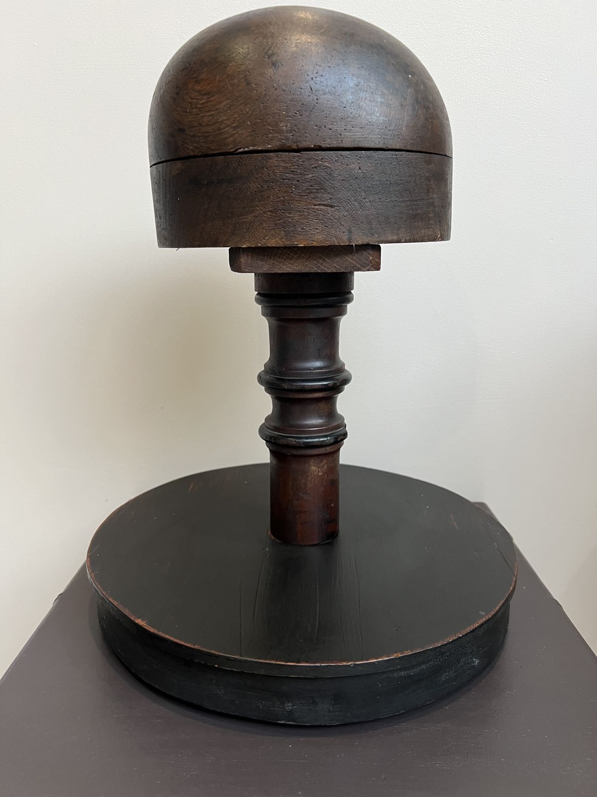 Antique Milliner's Wooden Hat Block Stand photo furniture