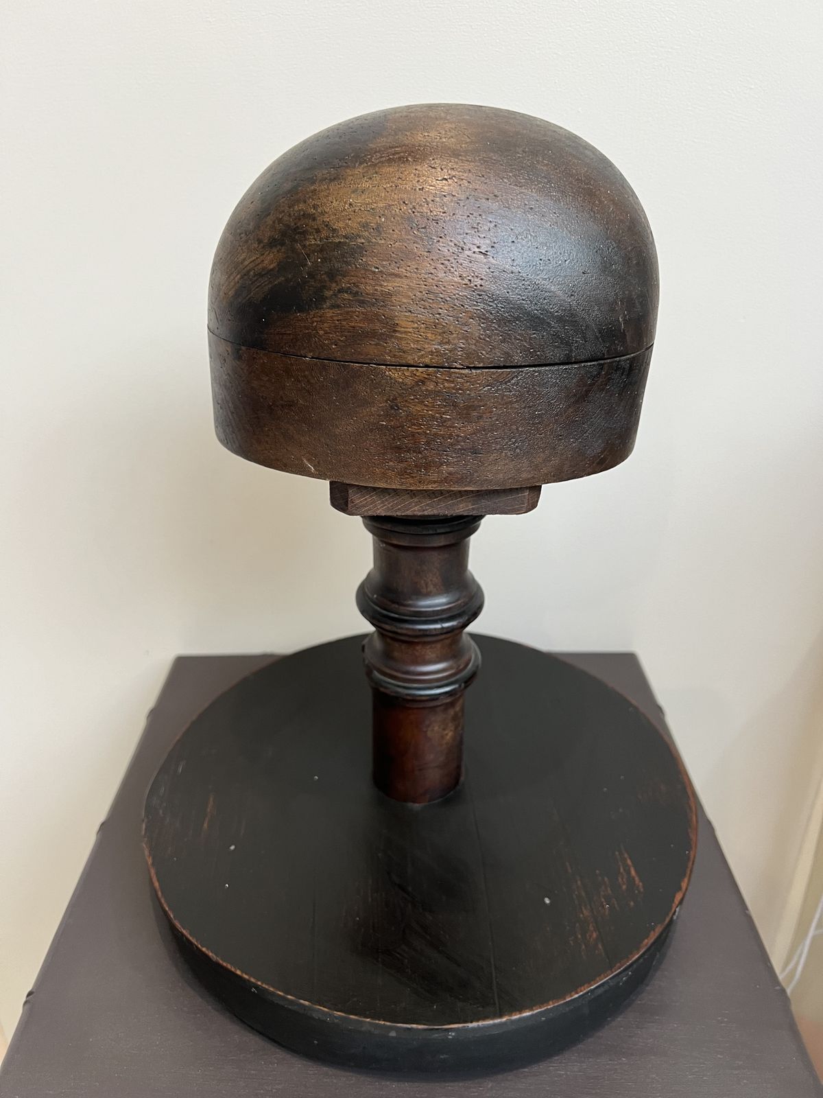 Home Decor Antique Milliner's Wooden Hat Block Stand photo