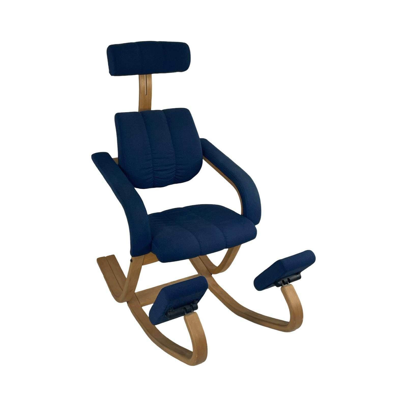 Peter Opsvik   Stokke   Duo Balance (Design Form 1991) Ergonomically Shaped Rocking Chair   Light Oak And Blue Upholstery photo furniture
