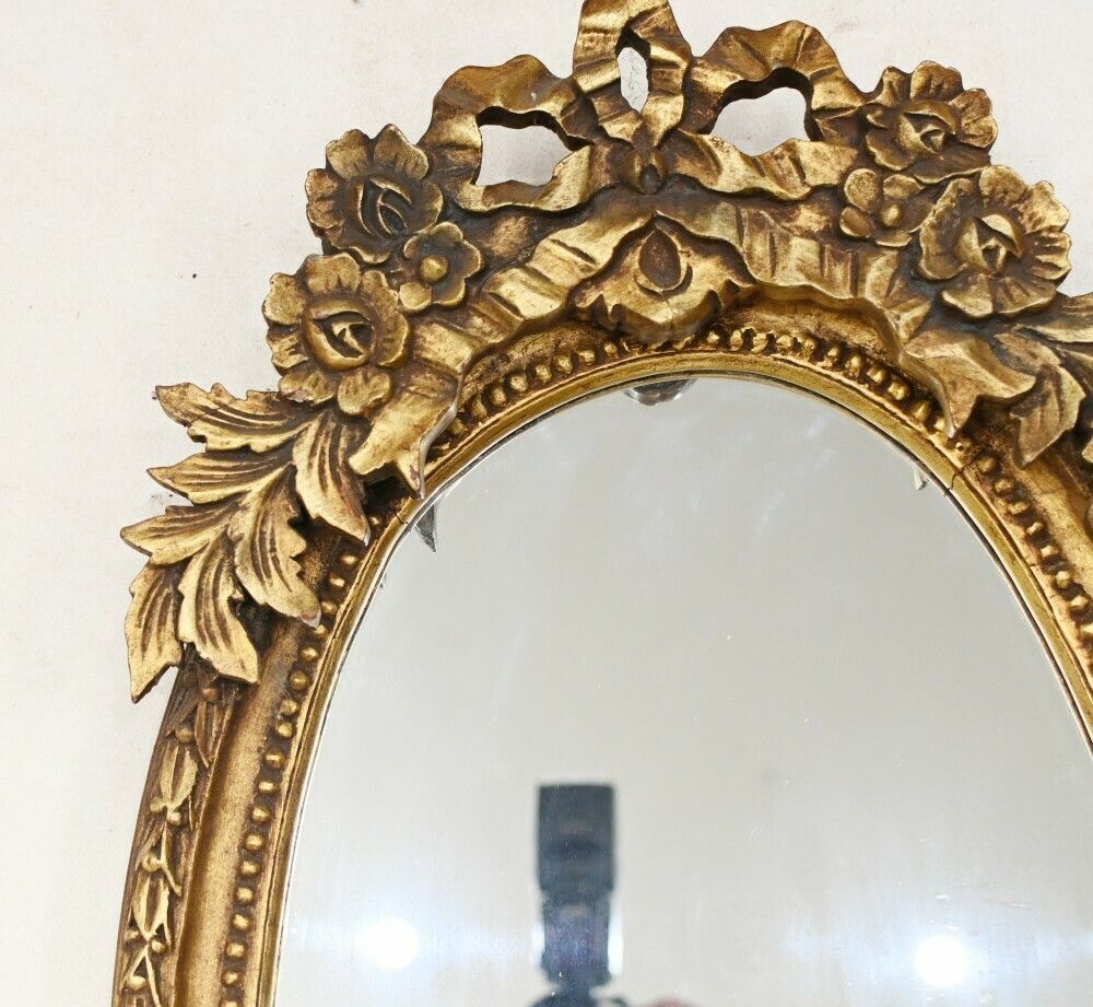 Art Nouveau Gilt Mirror French Oval Carved photo Home Decor
