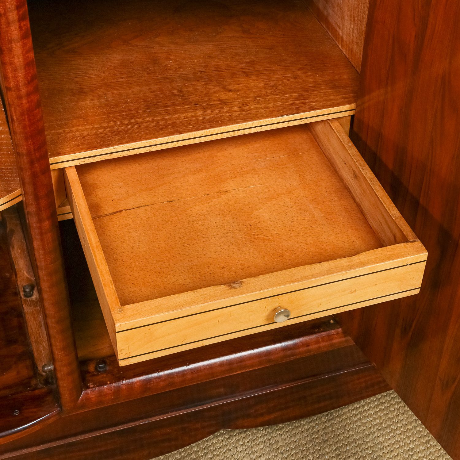 photo for sale Art Deco French Mahogany Walnut Maple Sideboard (C.1930)