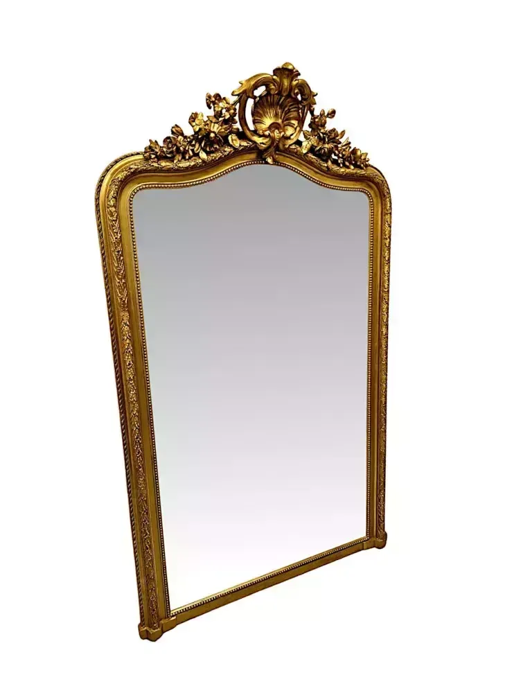 A Fabulous 19th Century Tall Giltwood Hall Mirror With Central Shell Cartouche photo furniture