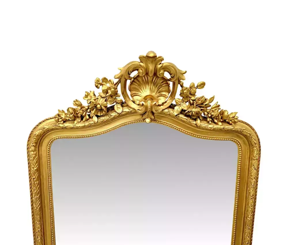 A Fabulous 19th Century Tall Giltwood Hall Mirror With Central Shell Cartouche photo for sale