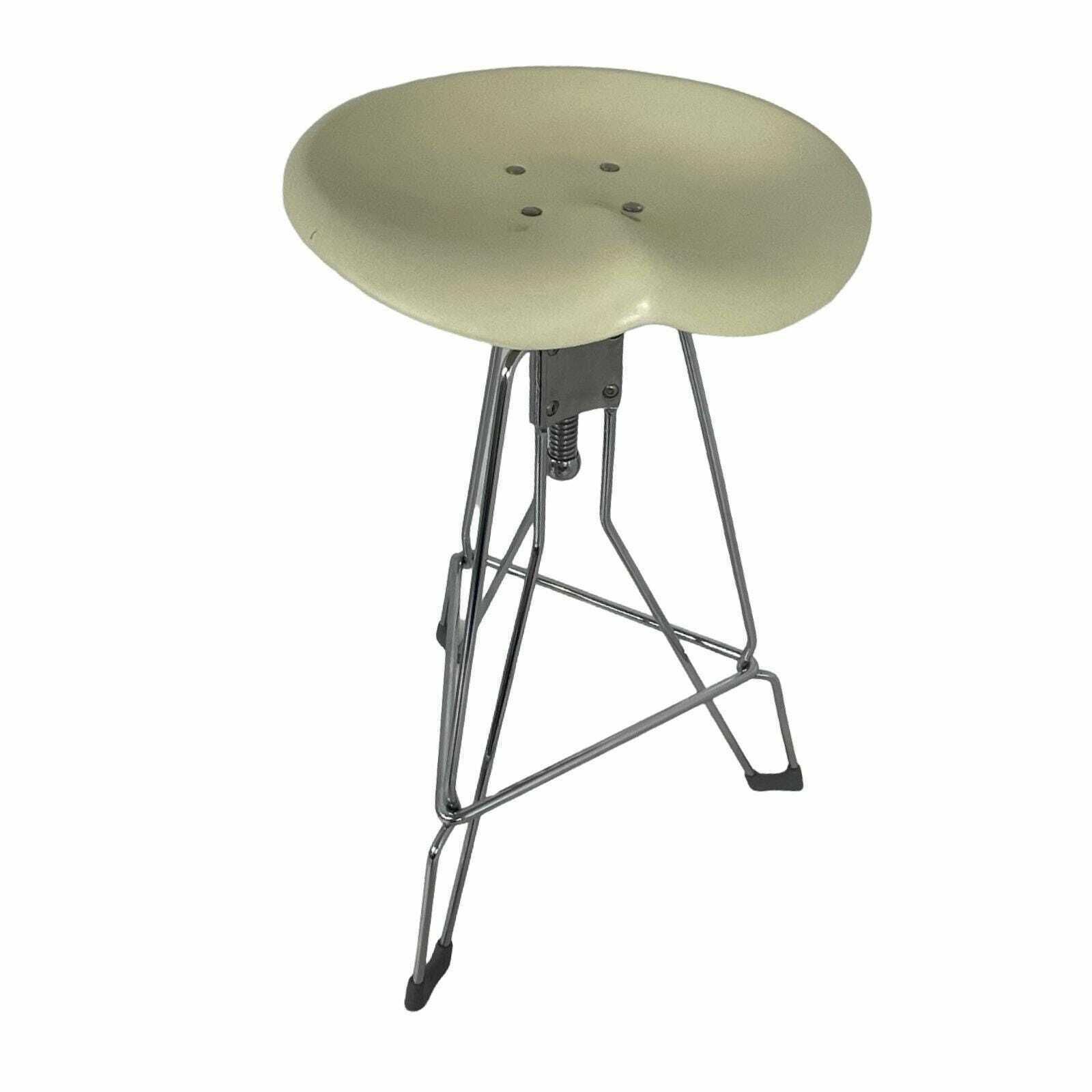 Yasu Sasamoto  Dulton   Industrial Vintage Bar Stool With Tractor Seating, Model Clipper II   Off White Seat photo 412.0