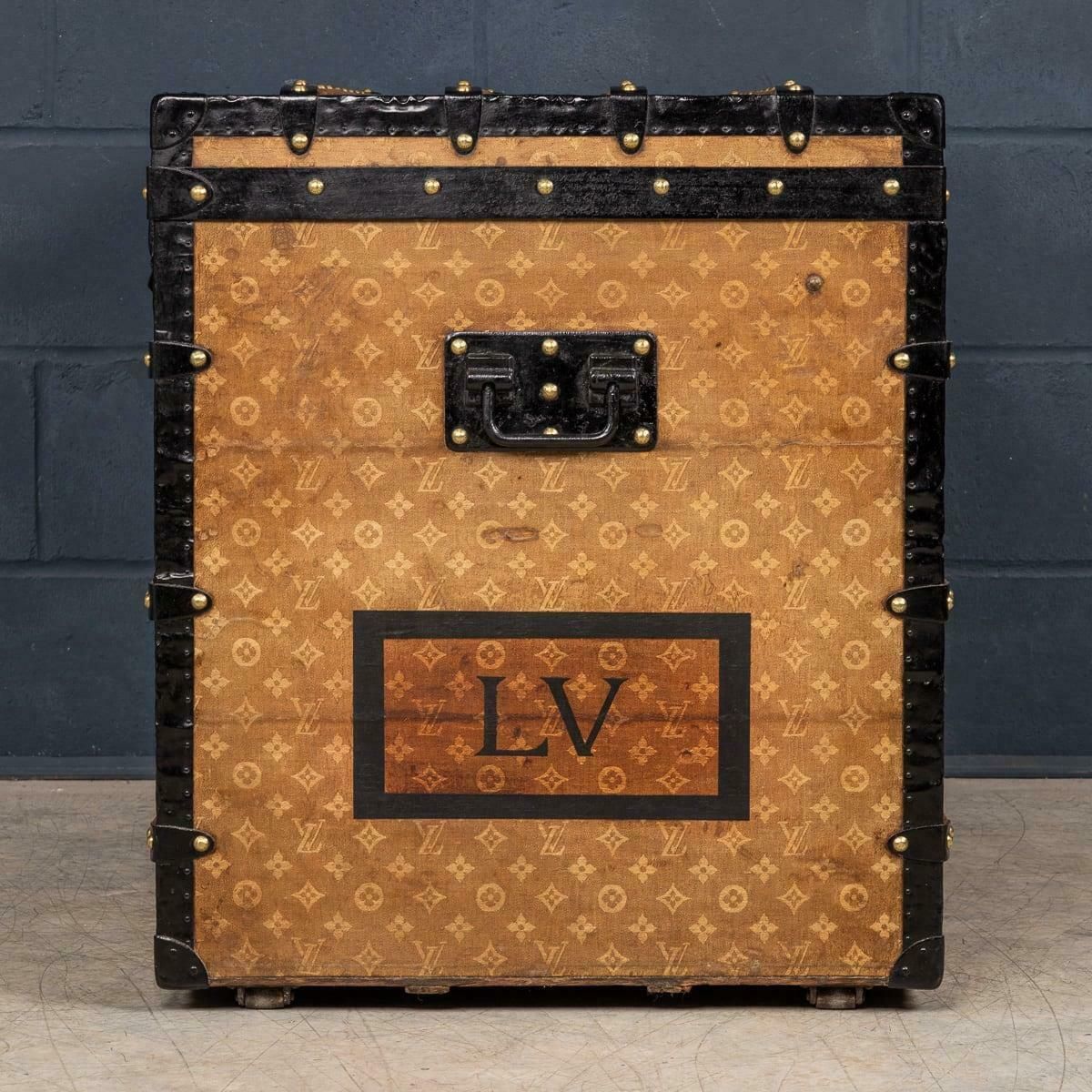 Antique 20thc Louis Vuitton "Malle Haute" Trunk In Woven Canvas, France C.1900 photo Furniture