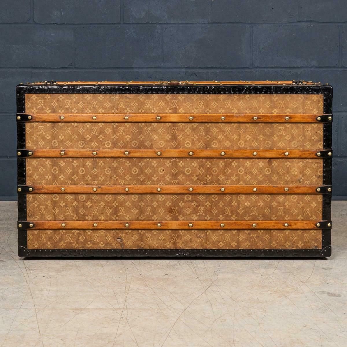 Antique 20thc Louis Vuitton "Malle Haute" Trunk In Woven Canvas, France C.1900 photo buy