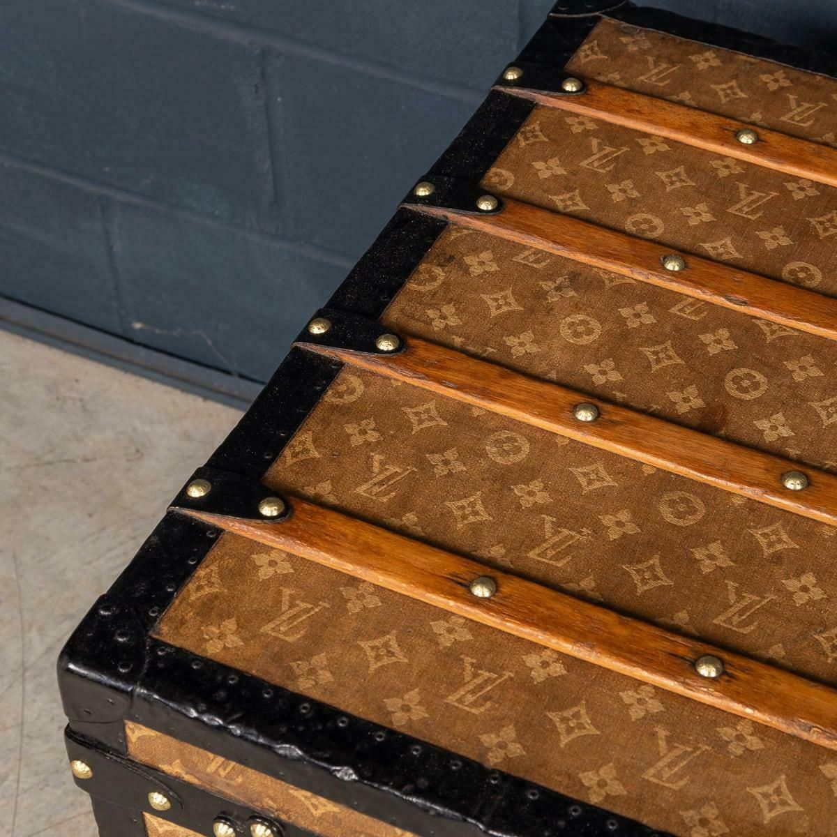 photo buy Antique 20thc Louis Vuitton "Malle Haute" Trunk In Woven Canvas, France C.1900