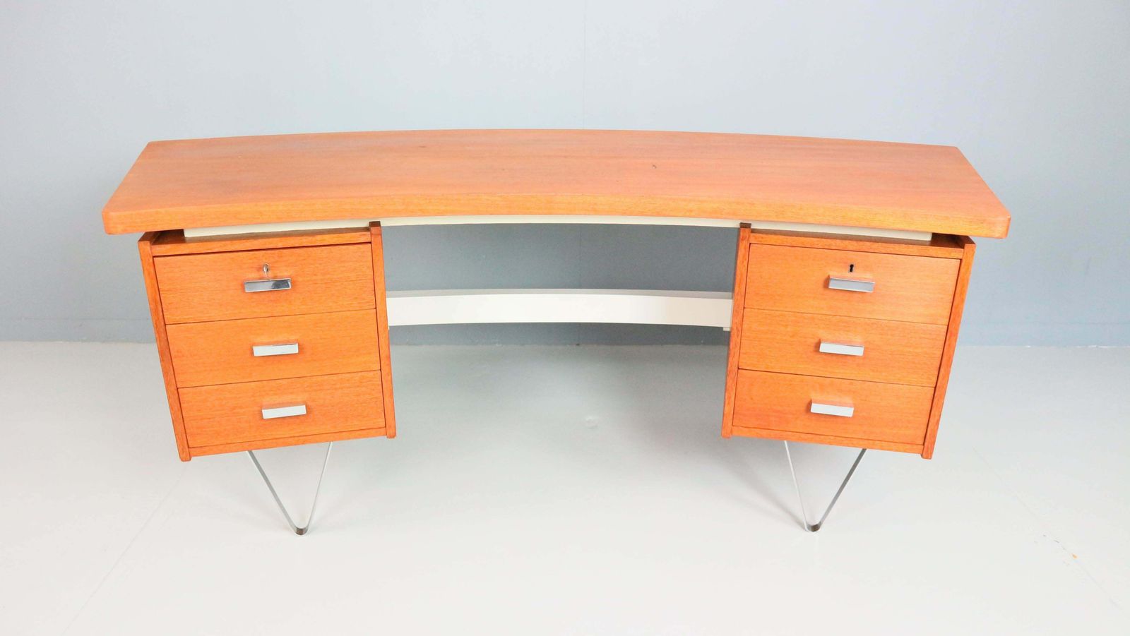 Cees Braakman Boomerang Desk With Triangle Legs For Pastoe, Dutch Design, 1950s photo furniture