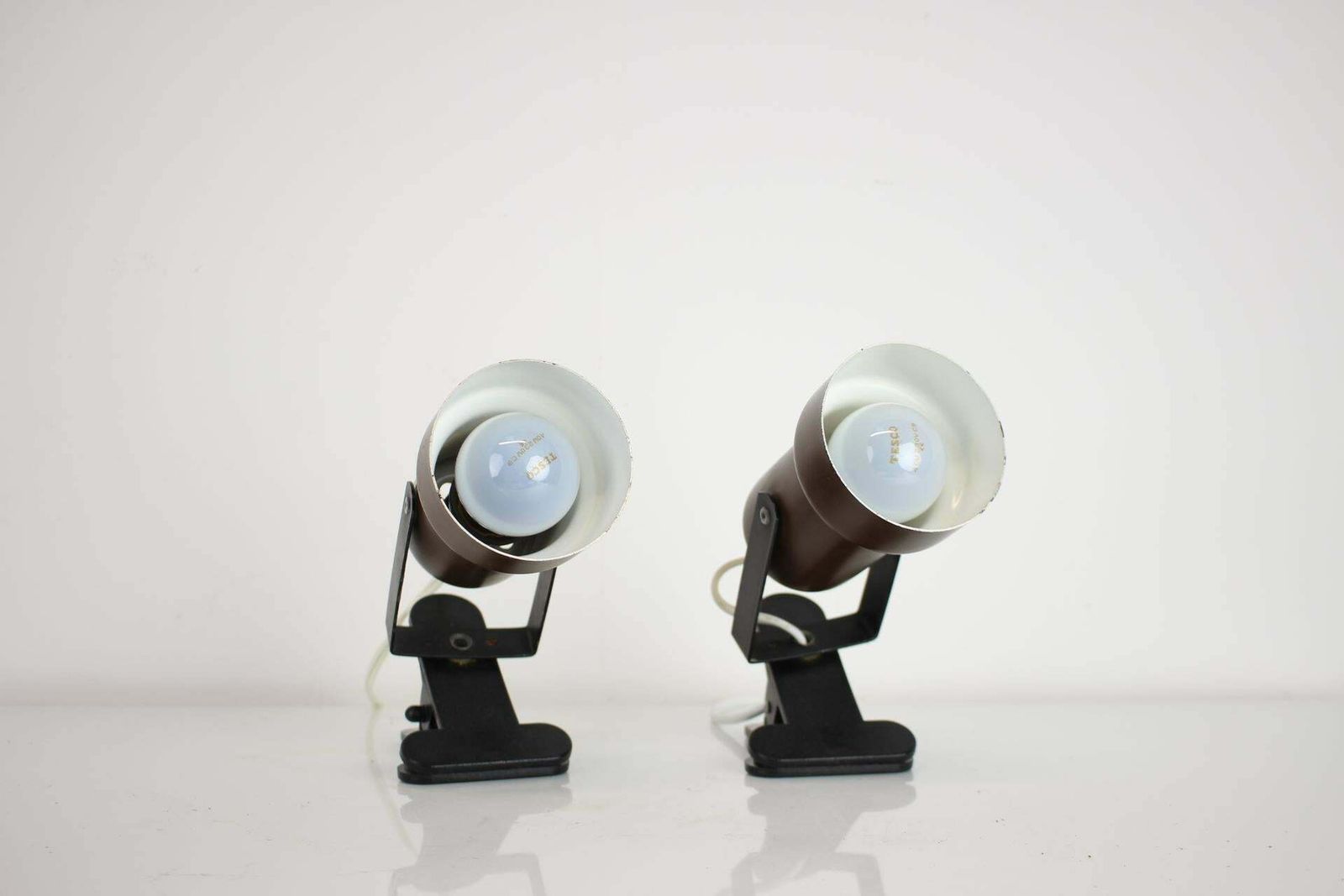 photo furniture Pair Of Two Attachable Table Lamps With A Clip, 1970's, Czechoslovakia