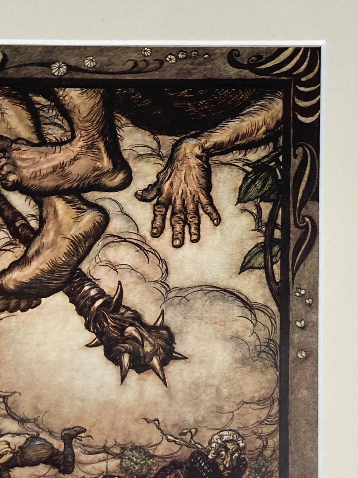 Antique 1913 Arthur Rackham Print   Jack And The Beanstalk   Vintage Fairy Tale Illustration   Rare Collectible Art photo Art