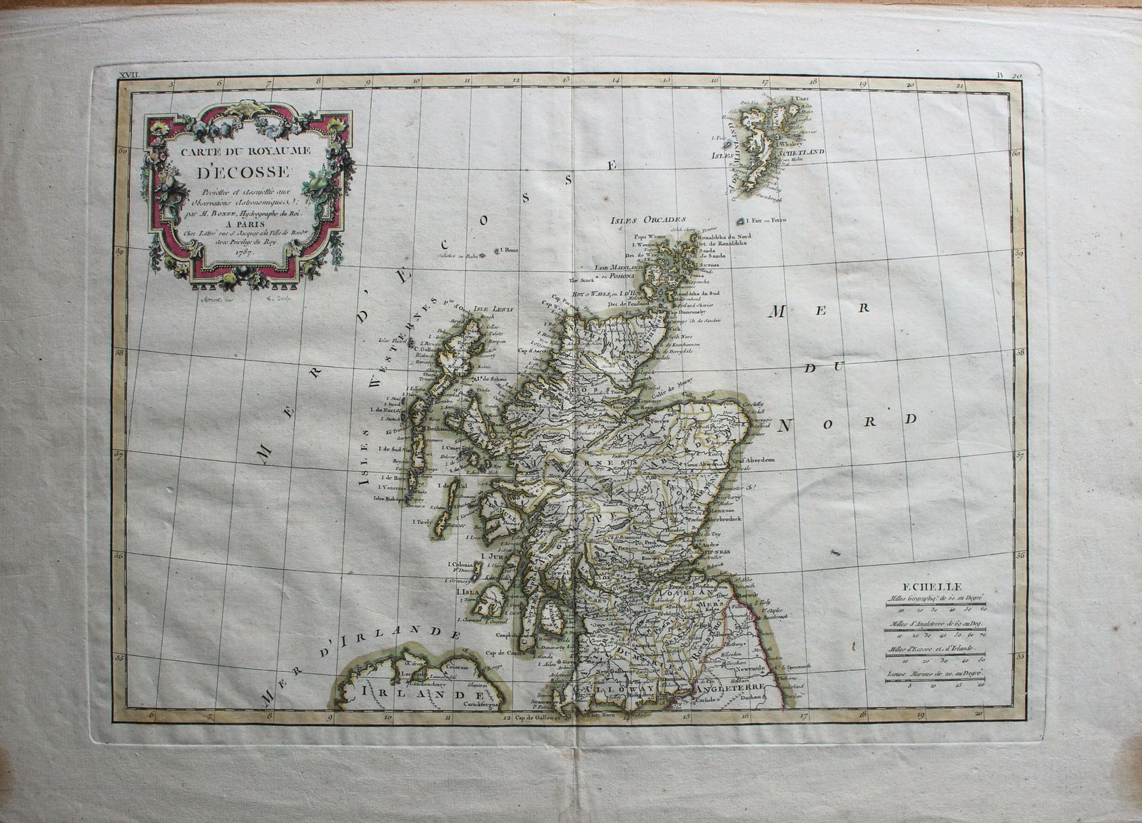 Scotland ~ Carte Du Royaume D'ecosse By Rigobert Bonne 1787